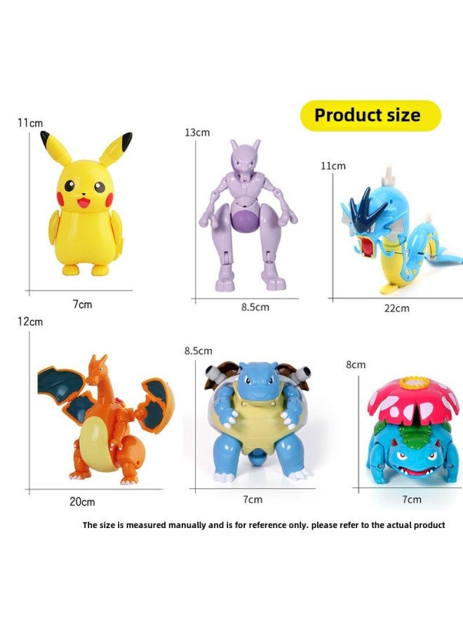 Pokemon Elf Ball Pikachu Hand Toy Pokémon Jiagoren Frog Fire-breathing Dragon Kedar Duck Doll-Color: 6 Pack (Hot Selling
