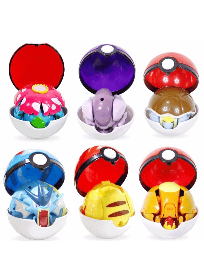 Pokemon Elf Ball Pikachu Hand Toy Pokémon Jiagoren Frog Fire-breathing Dragon Kedar Duck Doll-Color: 6 Pack (Hot Selling