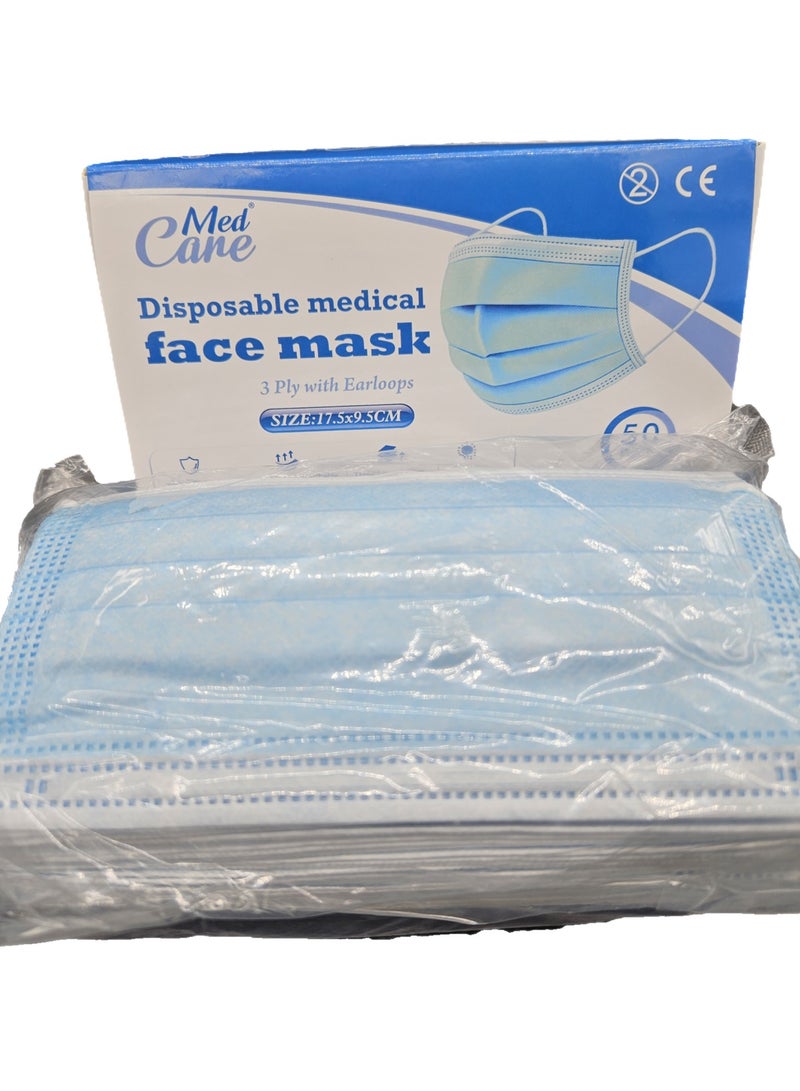CAREMED Medical Face Mask 3Ply, Elastic Earloop, 50 Piece (Ultimate Protection Stay Safe Against Airborne Particles and Germs) 3 Pack - Image 3