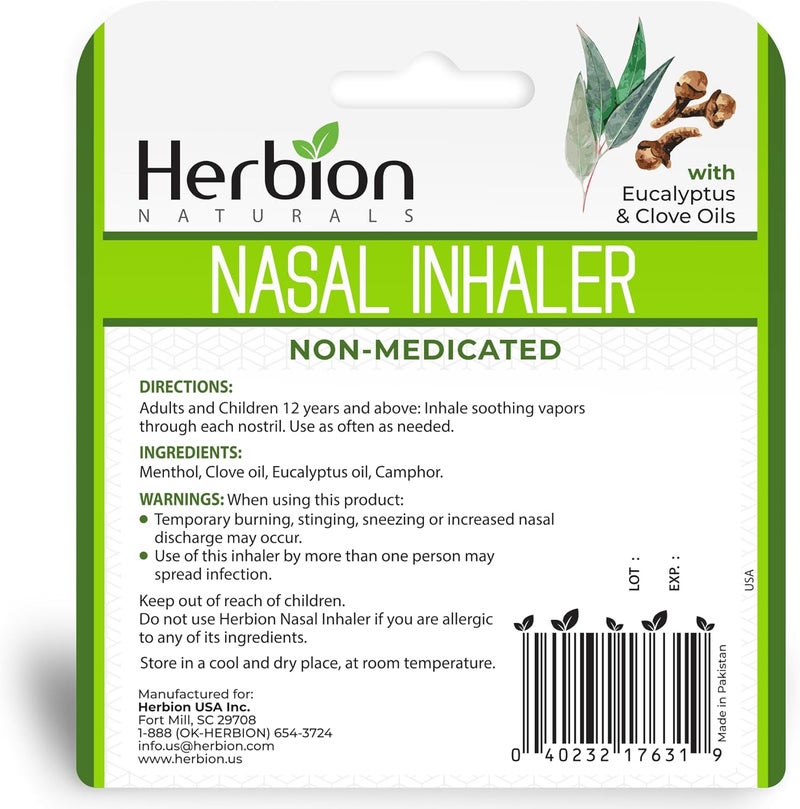HERBION Naturals Nasal Inhaler NonMedicated  Relieves Nasal Congestion  Blockage Sinusitis  Allergic Conditions  6 Packs - Image 2