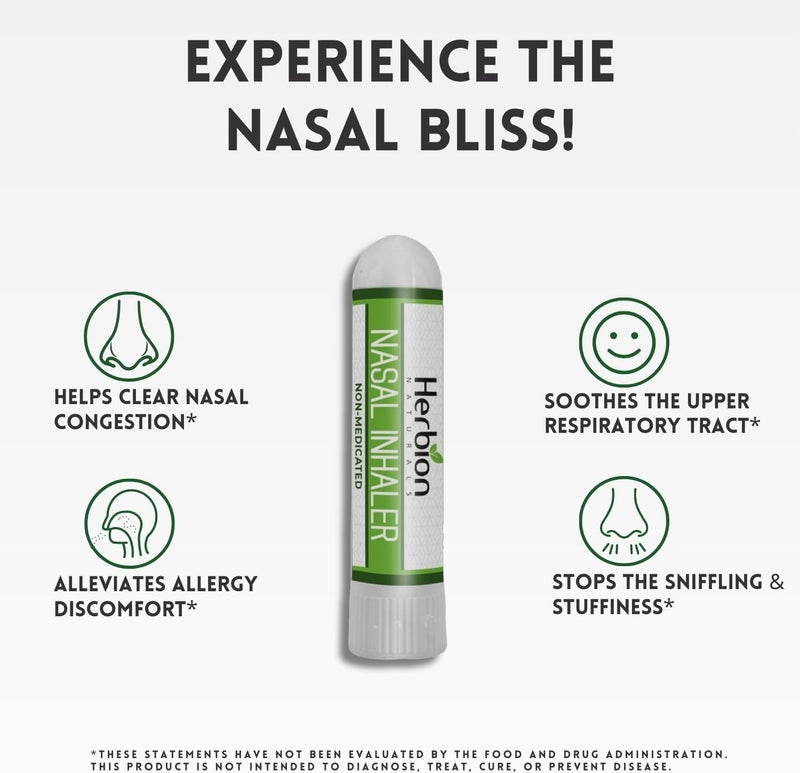 HERBION Naturals Nasal Inhaler NonMedicated  Relieves Nasal Congestion  Blockage Sinusitis  Allergic Conditions  6 Packs - Image 4