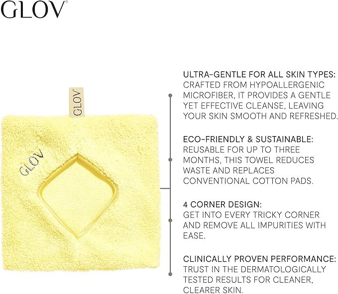 GLOV Microfibre Makeup Remover Wipe Face Cleansing Glove Makeup Remover Cloth with Just Water Washable Reusable Towel Make Up Remover Mitt All Skin Types Hypoallergenic - Image 2