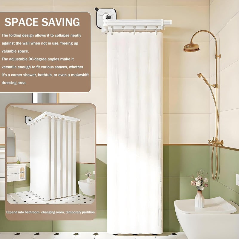 KASTWAVE Adjustable Curved Shower Curtain Rod, No Drill, Suction Cup Tension Rod for Bathroom & RV, Space-Saving Corner Rod, Rustproof, Easy Install, Portable 41-inch (White) - Image 5