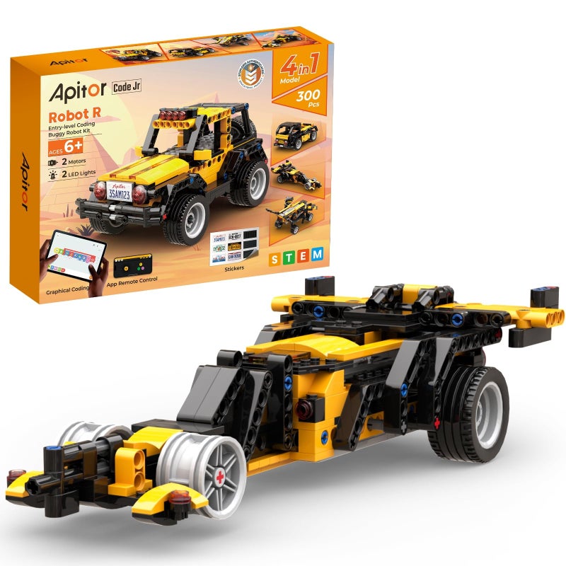 Apitor مجموعة بناء الروبوت Apitor R 4 في 1 مع تحكم عن بُعد عبر التطبيق، ألعاب تعليمية STEM، هدايا تعليمية للأولاد والبنات والأطفال من 6 إلى 12 عامًا، 4 أوضاع تحكم، 300 قطعة - Image 2