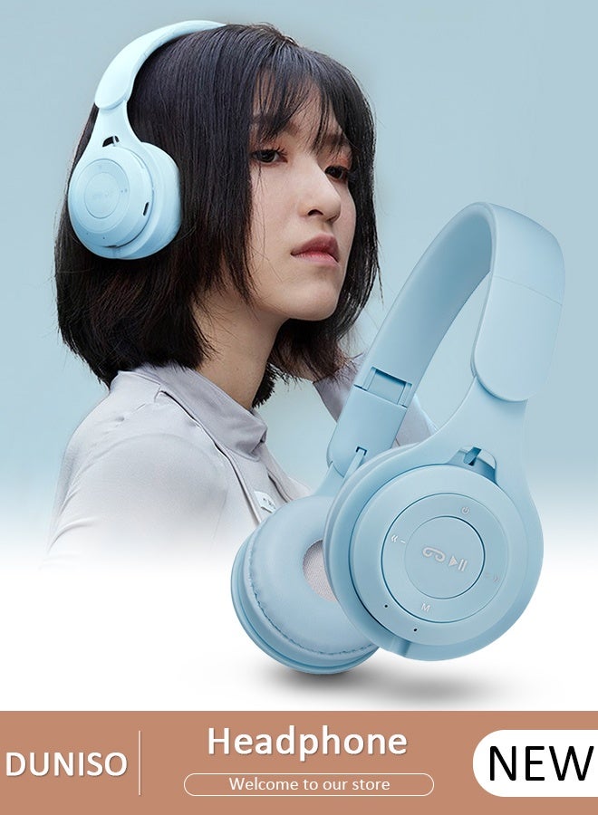 DUNISO Bluetooth Headphones Over Ear, Bluetooth 5.0 Foldable Adjustable Wireless Earphone with Comfort Fit Ear Cups Multifunction button, 3 Modes 6H Playtime for Home Office Travel - Image 1