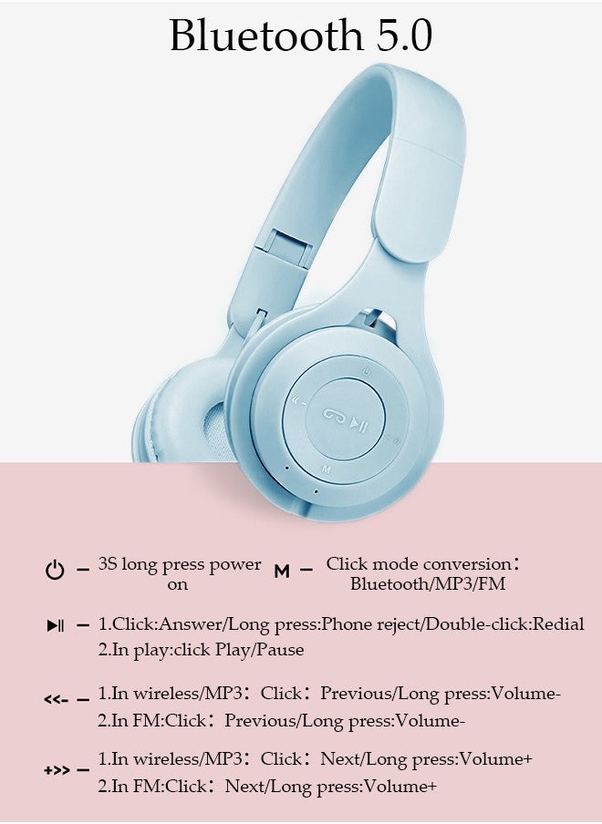 DUNISO Bluetooth Headphones Over Ear, Bluetooth 5.0 Foldable Adjustable Wireless Earphone with Comfort Fit Ear Cups Multifunction button, 3 Modes 6H Playtime for Home Office Travel  - Image 4