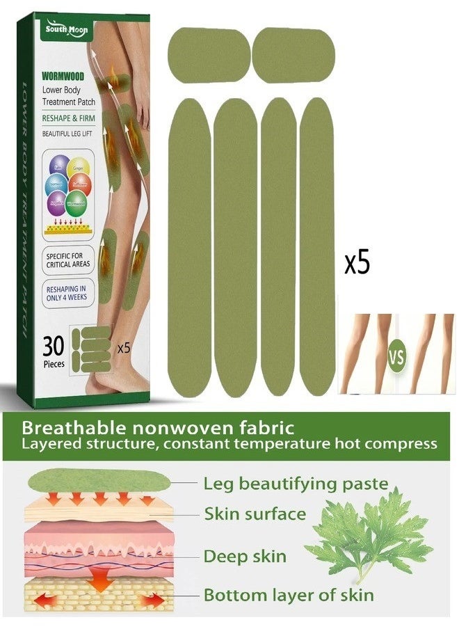 SOUTH MOON Herbal Legs Cellulite Reduction Patches for Herbal Legs - Natural Leg Fat Burning Stickers (Pack of 30 Pieces)  - Image 1
