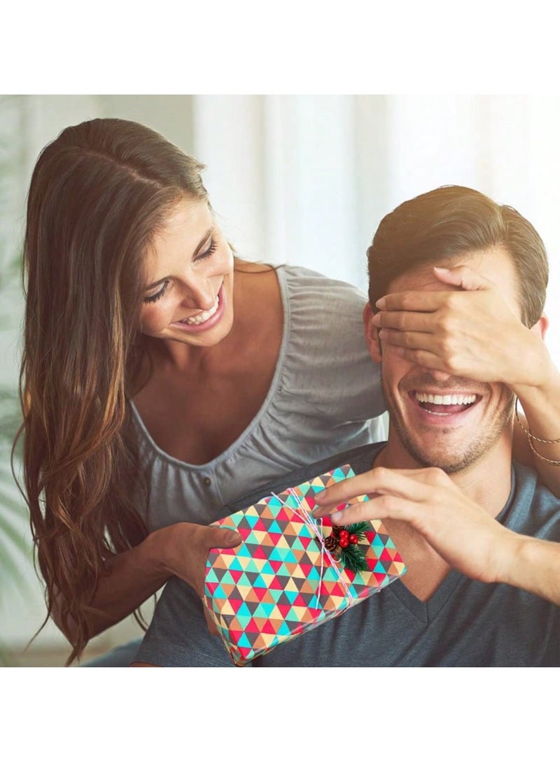 مجموعة ورق تغليف الهدايا، مجموعة من 6 ورق تغليف هدايا 50 × 70، ورق تغليف هدايا عيد الميلاد، ملصقات هدايا، شريط لاصق مزدوج الجوانب، وحبل تغليف - ورق صديق للبيئة وقابل لإعادة التدوير - Image 5