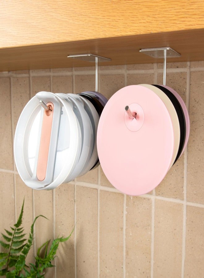 ELYPRO - Tumbler Lid Organizer, 2-Pack - Under-Cabinet Cup Lid Holder for Stanley, Yeti, Hydro Flask, Universal Self-Adhesive or Mounting Hook for Kitchen, Steel (Straw Lids) - Image 3