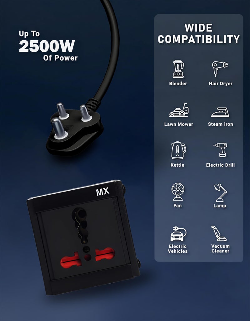 MX 16A Single Socket Extension Board with 20 m Heavy-Duty Cord — 6A to 16A Converter Plug, 3-Pin Plug, Child Safety Shutter, 250V/2500W, ISI Marked Cable (0.75 sq.mm) - Image 5