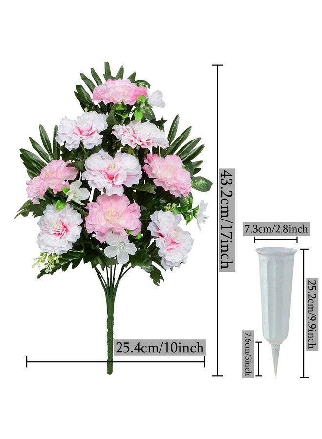 XONOR Artificial Cemetery Flowers, Spring Memorial Bouquet With Vase, Outdoor Grave Flowers Decorations, Artificial Dahlia Bouquet For Graveyard, Headstone Decoration, Set Of 4 - Image 2