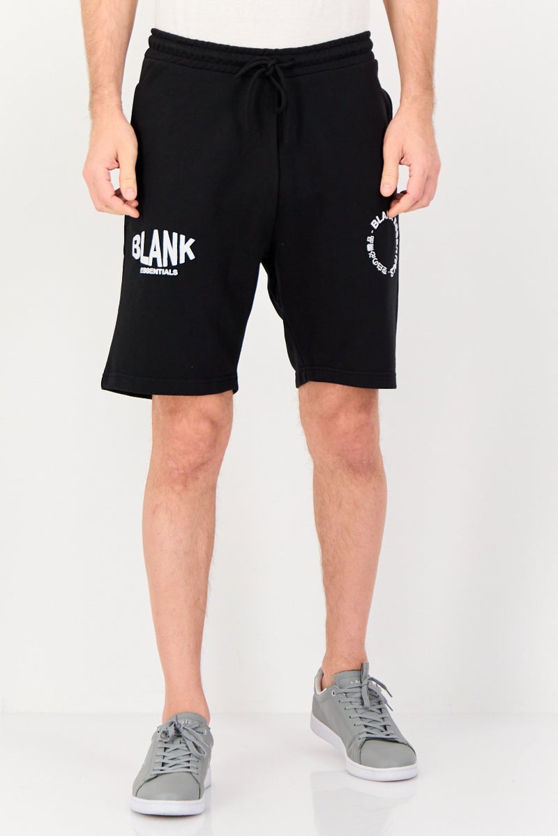 Blank Essentials Men Brand Logo Basic Shorts, Black - Image 1
