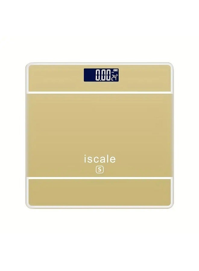 Iscale Body Weight Digital Scale with LCD Display Screen 26x26x2cm Gold 