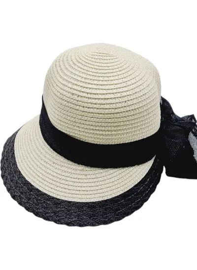تيزجيلسين Women's Bow Organic Straw Summer Hat