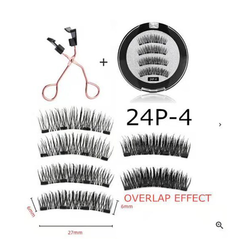 Magnetic false eyelashes eyelash curler set glue-free multi-specification magnetic eyelashes natural nude makeup false eyelashes 24P-4 - Image 1