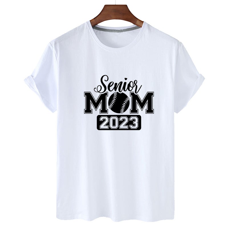 Independent Station Senior Mom 2023 Letter Simple Printing Loose Short-Sleeved T-Shirt Spot Women'S Clothing - Image 1