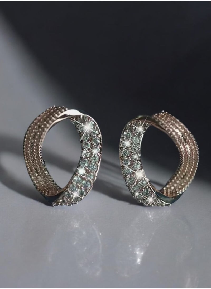 Dangle Charms Elegant Rose Gold Earrings For Women Inlaid With Zirconia  - Image 2