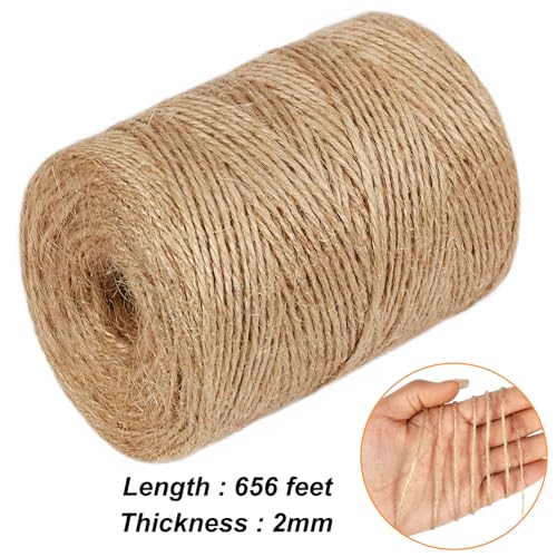 Vivifying Natural Jute Twine, 656 Feet 2mm Thick Brown Twine String for Garden, Crafts, Gifts Wrapping, Packing - Image 2