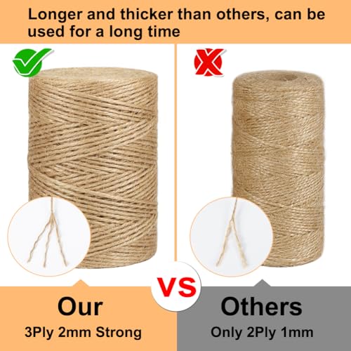 Vivifying Natural Jute Twine, 656 Feet 2mm Thick Brown Twine String for Garden, Crafts, Gifts Wrapping, Packing - Image 3
