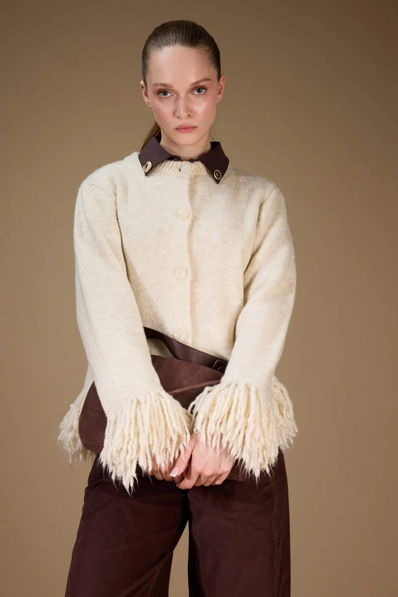 Defacto Regular Fit Crew Neck Knitwear Cardigan
