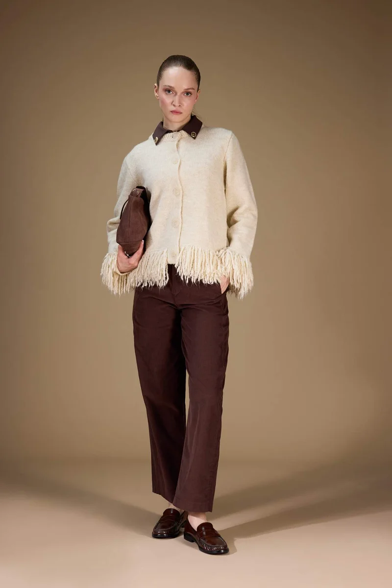 Defacto Regular Fit Crew Neck Knitwear Cardigan