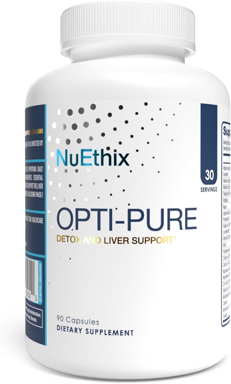 NuEthix Formulations OptiPure Daily Nutritional Support for Detoxification Supplement Supports Liver Function and Elimination of Toxins 30 Serving Bottle - Image 1