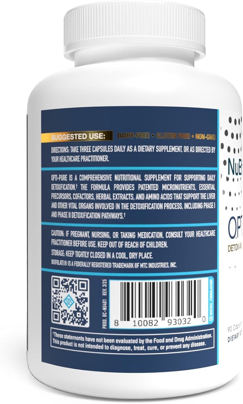 NuEthix Formulations OptiPure Daily Nutritional Support for Detoxification Supplement Supports Liver Function and Elimination of Toxins 30 Serving Bottle - Image 2