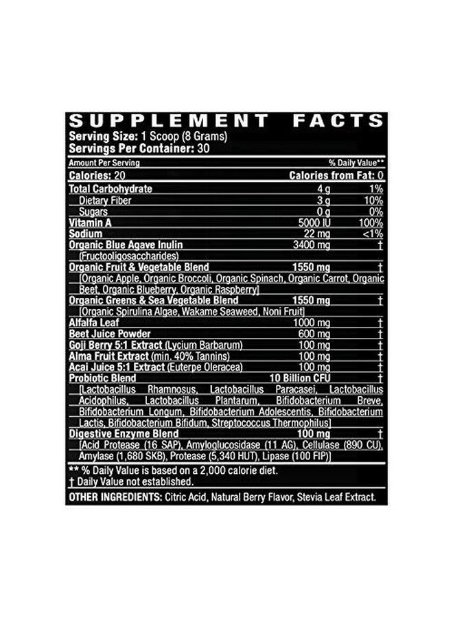 Driven Nutrition مسحوق السوبرفود من درايفن ب&G التوت والخضروات 30 حصة تركيبة عضوية نباتية مع بروبيوتيك وإنزيمات هضمية مكمل نباتي يدعم التعافي والهضم الصحي ووظيفة المناعة - Image 4