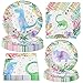 HaPiBiDesign Girls Dinosaur Party Plates and Napkins Pink Dinosaur Birthday Party Supplies Serves 20 - Image 3