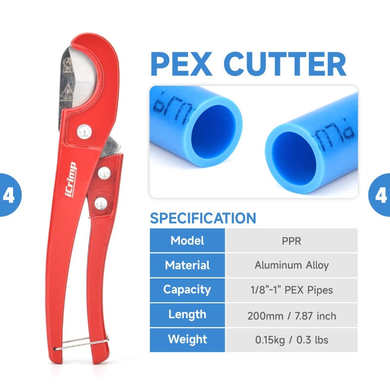 Icrimp Iws-1807Cn Pex Crimping Tool Kit With Pex Crimpers  Pex Tubing Cutter  Copper Ring Removal Tool For 1/2? & 3/4? Copper Crimp Rings  Meets Astm F1807 Standard - Image 5
