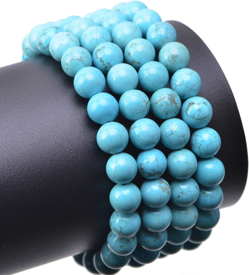LPBeads 100PCS 8mm Blue Turquoise Gemstone Round Loose Beads for Jewelry Making with Crystal Stretch Cord - Image 4
