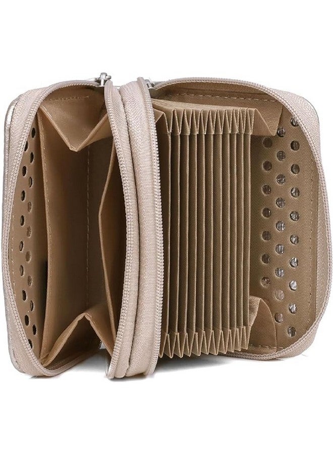 Buxton Womens Rfid Accordion Double Zippered Wizard Credit Card Id Holder Travel Wallet (Gold) - Image 2