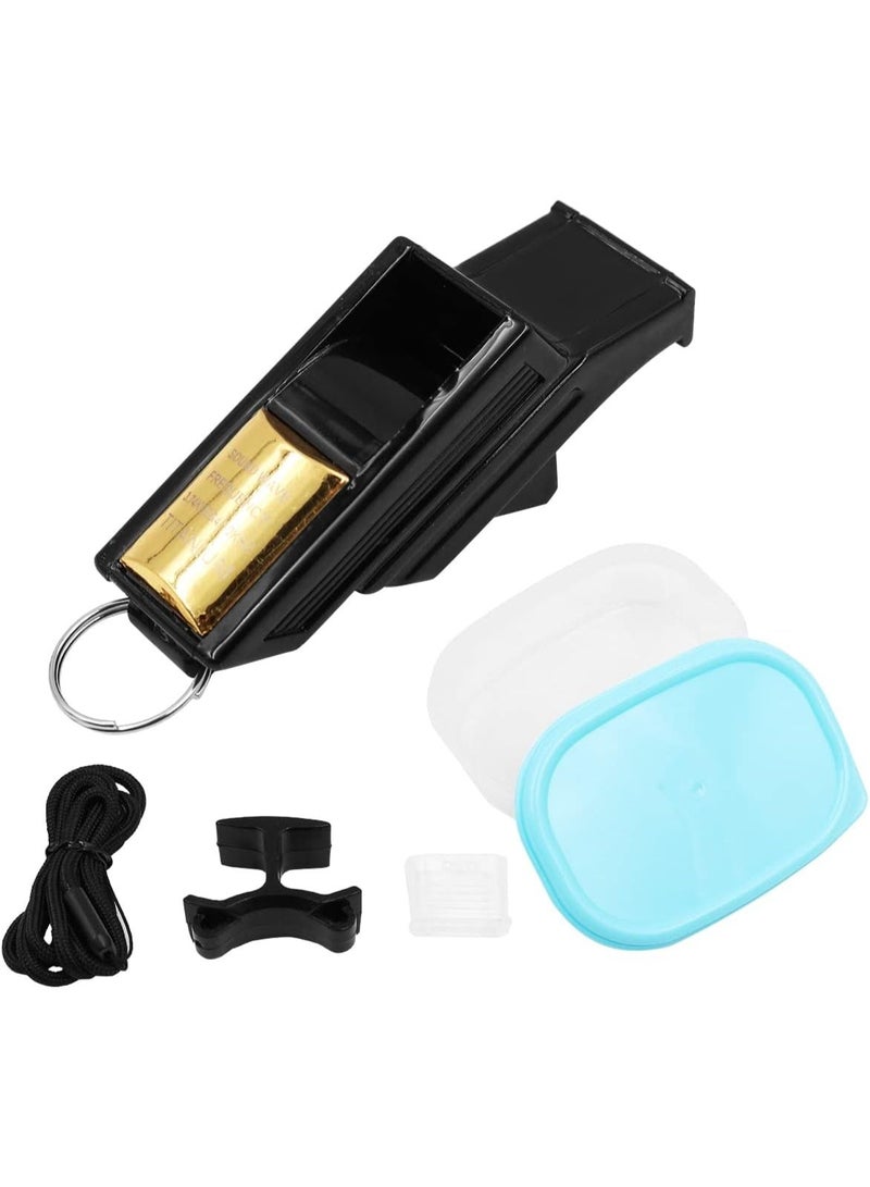 Seayoo Professional-grade referee whistle, sports whistle, basketball training whistle, camping/survival/emergency whistle, coach's whistle for basketball, soccer, and volleyball — Black and Gold - Image 1