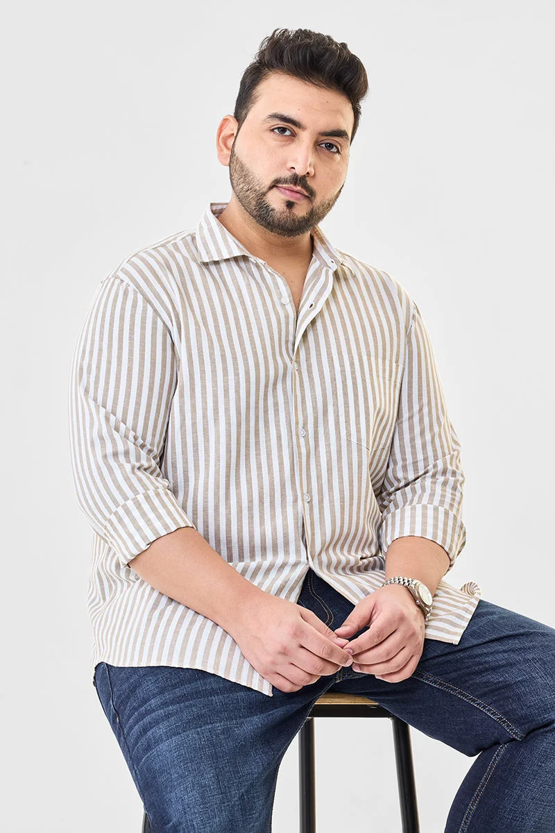 SNITCH قميص مقلم مقاس كبير من مزيج الكتان