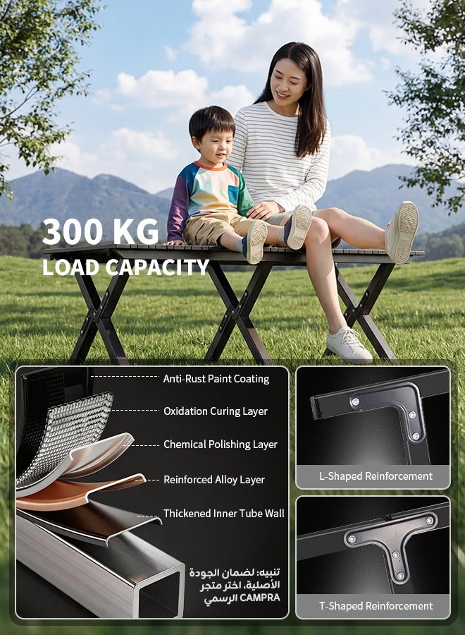 CAMPRA Camping Table With Storage Bag, Thickened Carbon Steel, High Load-Bearing Capacity, Foldable Travel Table And Picnic Table, Suitable For Multiple Scenarios, 60×60×45 cm - Image 3