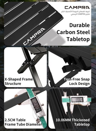 CAMPRA Camping Table With Storage Bag, Thickened Carbon Steel, High Load-Bearing Capacity, Foldable Travel Table And Picnic Table, Suitable For Multiple Scenarios, 60×60×45 cm - view 2