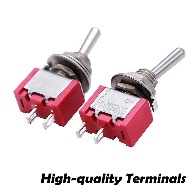 mxuteuk 8pcs Mini Miniature Toggle Switch 2 Terminal 2 Position SPST Car Dash Dashboard ON/OFF 6A 125V 3A 250V,MTS-101 - Image 4