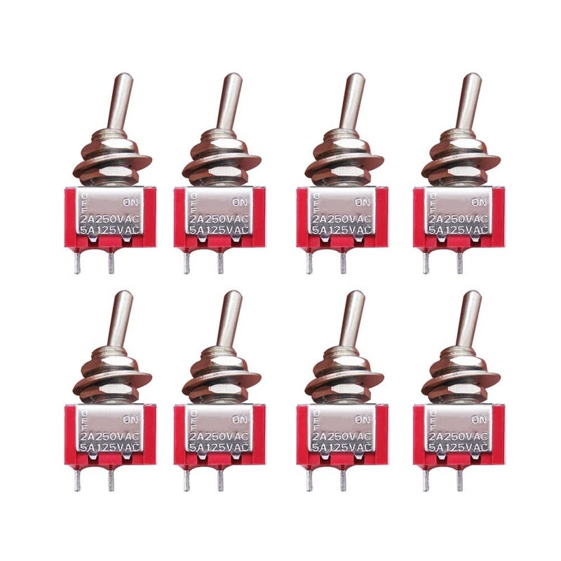 mxuteuk 8pcs Mini Miniature Toggle Switch 2 Terminal 2 Position SPST Car Dash Dashboard ON/OFF 6A 125V 3A 250V,MTS-101 - Image 1