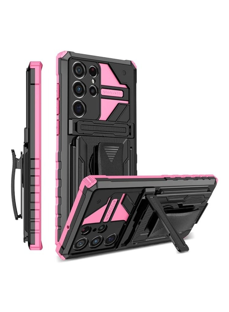 عام حافظة دوارة مضادة للصدمات مع حلقة حزام دوارة مع حامل مدمج لهاتف Samsung Galaxy S24 Ultra/S24 Plus/S24