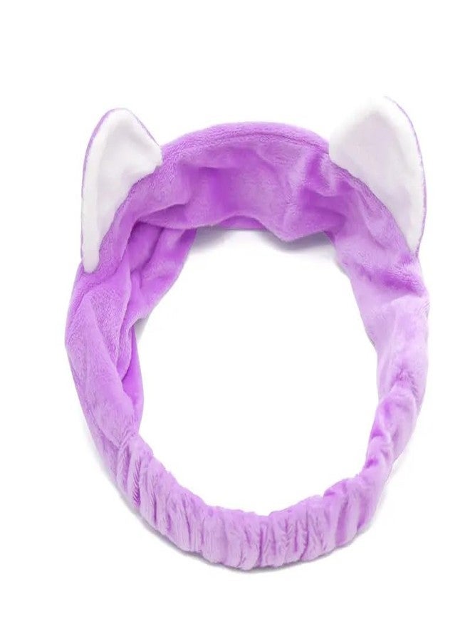 HUNCHA Cat Ears Spa Headband for Washing Face, Girls Makeup Hair Band, Microfiber Women Headbands, Elastic Headband to Skincare, Gifts for Teen Girls, Sleepover Party Supplies, Random Color, Pack of 1 - Image 1