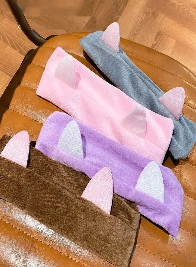 HUNCHA Cat Ears Spa Headband for Washing Face, Girls Makeup Hair Band, Microfiber Women Headbands, Elastic Headband to Skincare, Gifts for Teen Girls, Sleepover Party Supplies, Random Color, Pack of 1 - Image 2