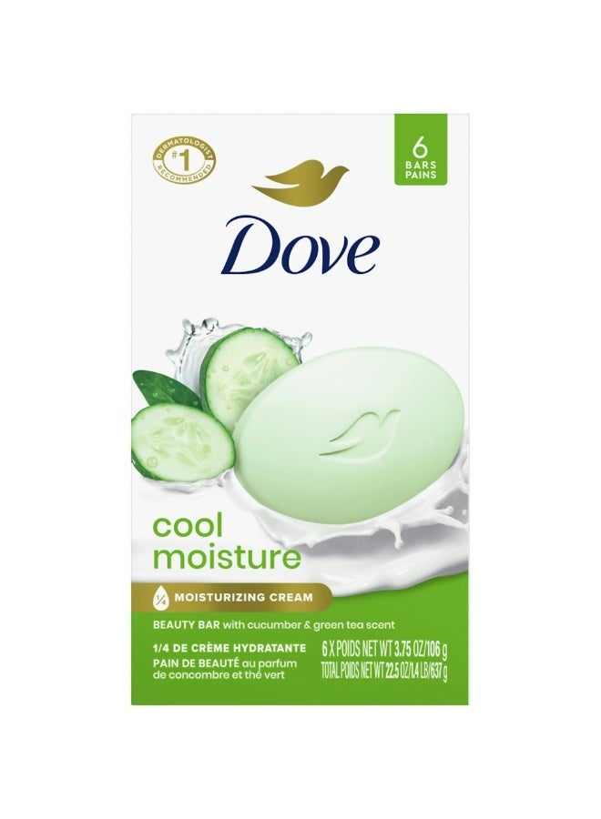 دوف صابون الجمال برائحة الخيار والشاي الأخضر - 6 قطع - 637 جم