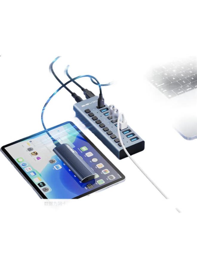 Acasis Usb3.1 Splitter 10-Port Expansion Dock Hub 10G Converter Hub Extension Cable For Apple Mac Notebook Expansion Dock Hs-710Mg 10Gbps - Image 3