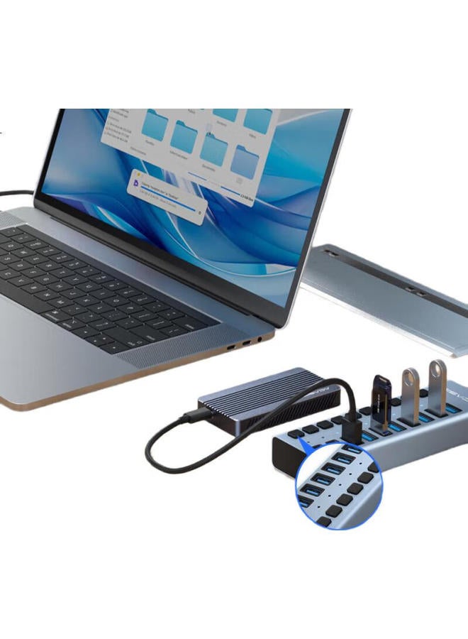 Acasis Usb3.1 Splitter 10-Port Expansion Dock Hub 10G Converter Hub Extension Cable For Apple Mac Notebook Expansion Dock Hs-710Mg 10Gbps - Image 1