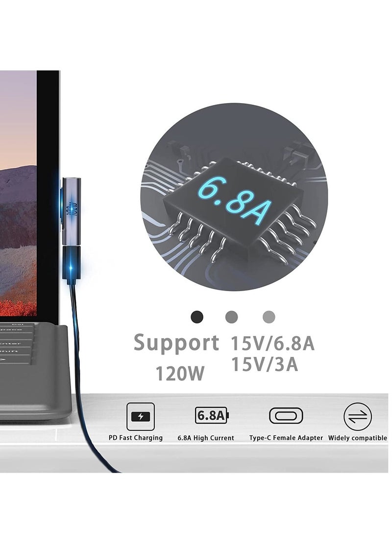 SYOSI - Microsoft Surface Connect to Type-C Female Adapter 120W PD 15V-3A/6.8A USB Type-C Power Charger Cable Connector Compatible for Microsoft Surface Pro Series, Surface Book Series Surface Laptop Series - Image 1