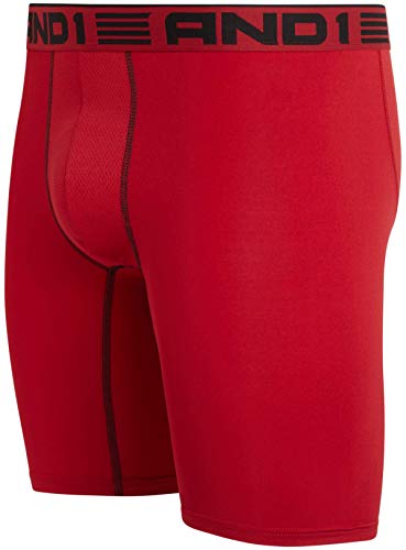 AND1 Mens Boxer Briefs - 6 Pack Platinum Performance Long Leg Boxer Briefs with Pouch - Boxers for Men, 9" Inseam (S-3XL), Size Medium, Black/Blue/Charcoal/Red - Image 5