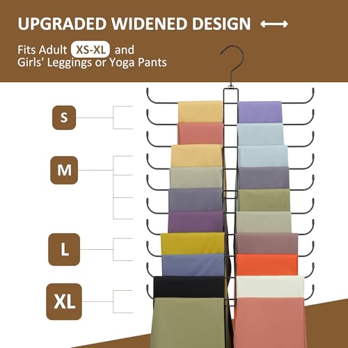 ZEDODIER Legging Organizer for Closet Hanging Rotatable Yoga Pants Hanger for Womens XSXL and Girls Leggings Holds Up to 20 Pairs Leggings SpaceSaving Closet Organizers and Storage Black - Image 3