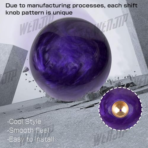 WENJTP Marble Style Round Ball Shift Knob Universal Fit for 5 6 Speed ManualAutomatic Vehicles with 3 Adapters HTRACING Purple - Image 3