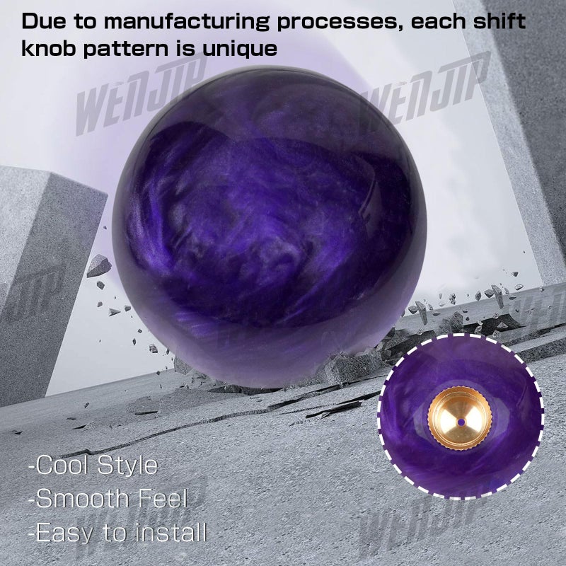 WENJTP Marble Style Round Ball Shift Knob Universal Fit for 5 6 Speed ManualAutomatic Vehicles with 3 Adapters HTRACING Purple - Image 4