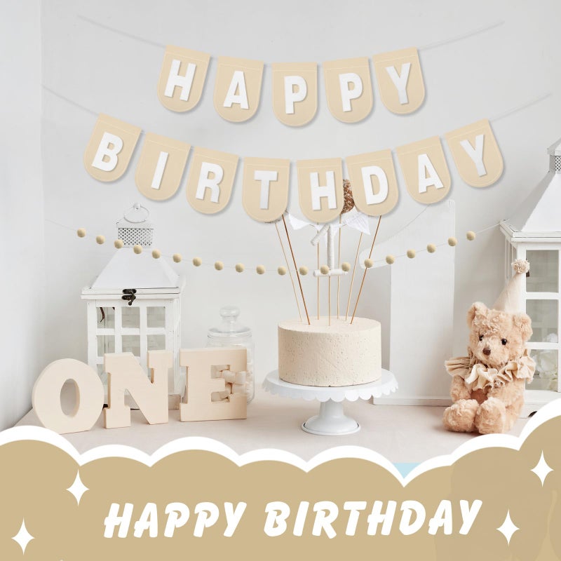 Hahafelt 125 Pcs Make Your Own Banner Kit Personalized Handmade Name Scallop Felt Banner for Baby Nurseries Kids Rooms Decor, Custom Banners for Birthday Wedding Baby Shower(Khaki) - Image 4